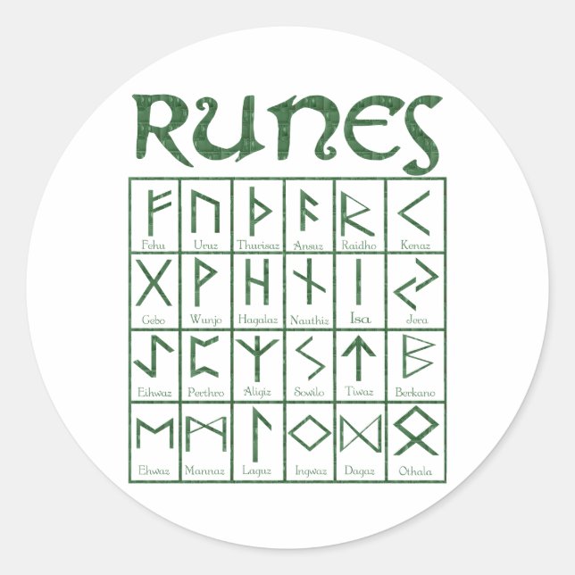 Sticker Rond Elder Futhark Runes (Devant)