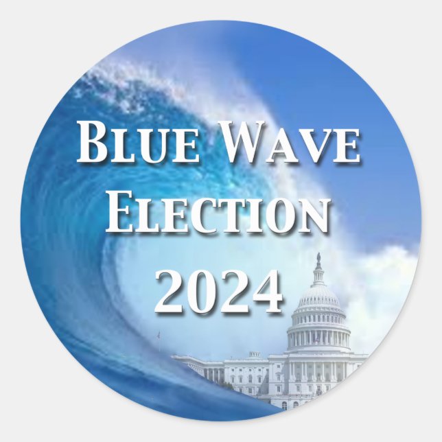 Sticker Rond Élection Blue Wave 2024 (Devant)