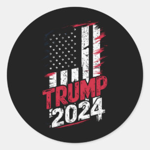 Sticker Rond Élection TRUMP 2024 USA Drapeau Vintage
