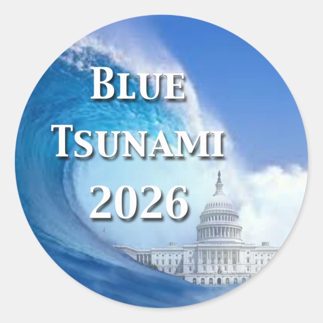 Sticker Rond Élection Tsunami Bleu 2026 (Devant)