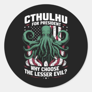 Sticker Rond Élections amusantes de 2024 Cthulhu Président