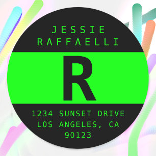 Sticker Rond Electric Green Modern Look Adresse de retour