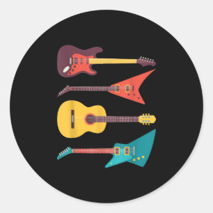 Sticker Rond Electric Guitar and Acoustic Guitar Musician Venin