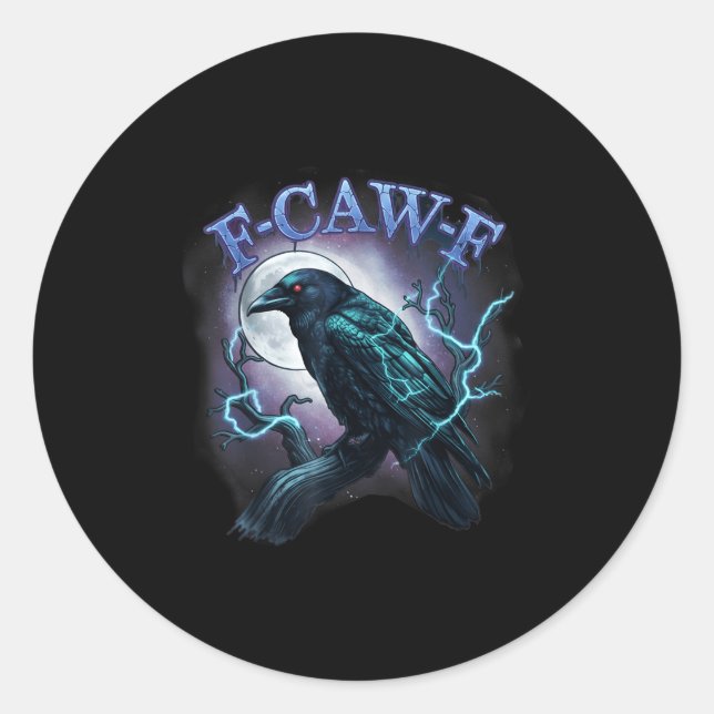 Sticker Rond Electric Raven F-caw-f Halloween Moon  (Devant)