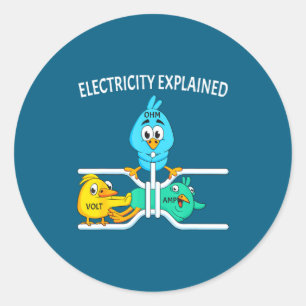 Sticker Rond Électricien Drôle Pour Hommes Femmes Électricité M
