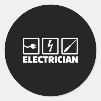 Sticker Rond Électricien Noir Petit