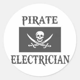 Sticker Rond Électricien pirate