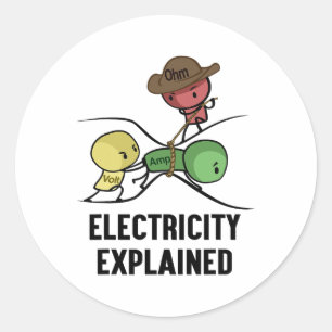 Sticker Rond Électricité expliquée cadeau de physicien I enseig