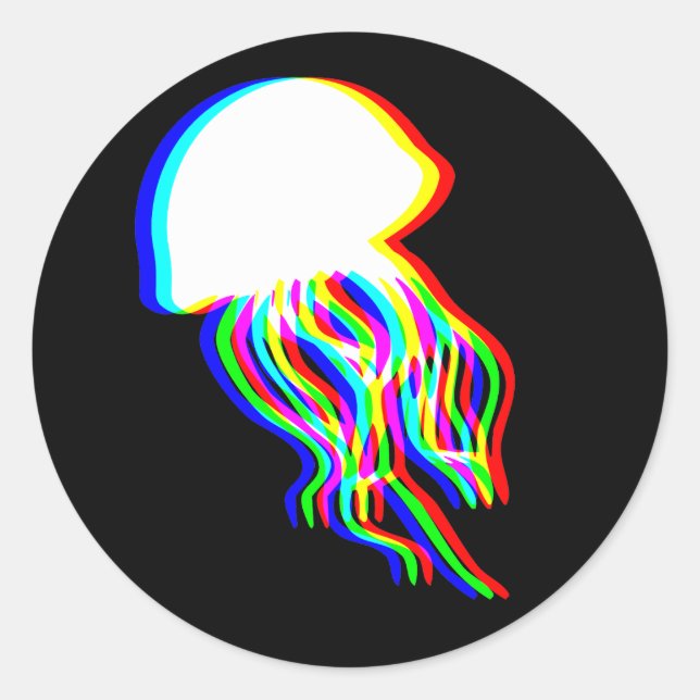 Sticker Rond Electrification des méduses EDM Raver Silhouette (Devant)