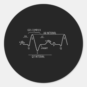 Sticker Rond Électrocardiogramme ECG EKG normal dessiné à la ma