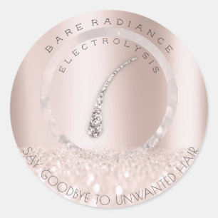 Sticker Rond Électrolyse Élimination des cheveux Blush Rose gri