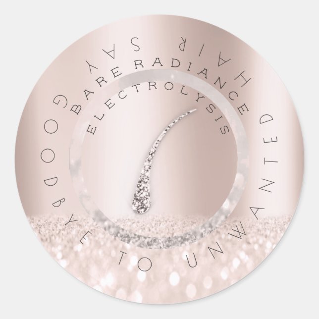 Sticker Rond Electrolyse Retrait des cheveux Blush Rose Logo (Devant)