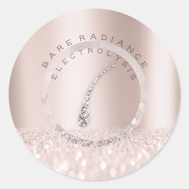 Sticker Rond Electrolyse Retrait des cheveux Blush Rose Logo1 (Devant)