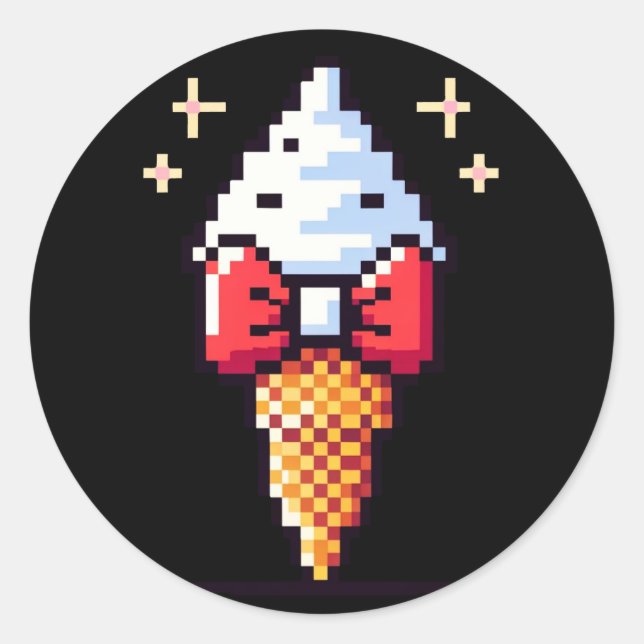 Sticker Rond Élégance de crème glacée 8 bits : Dapper Dessert D (Devant)