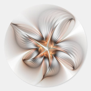 Sticker Rond Élégance florale Art fractal abstrait moderne