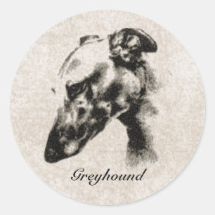 Sticker Rond Elégance Greyhound personnalisable