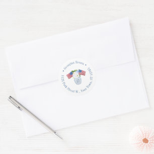 Sticker Rond Élégance Intemporelle Drapeaux Américains Adresse