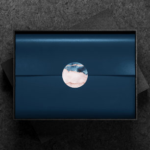 Sticker Rond Élégance mystique   Turquoise Bleu et Rose Or Agat