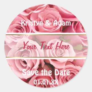 Sticker Rond Élégance rose