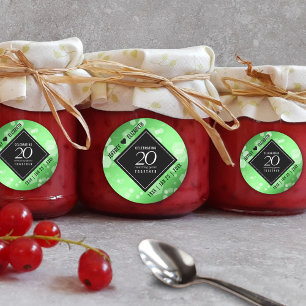 Sticker Rond Élégant 20e anniversaire de Mariage d'émeraude