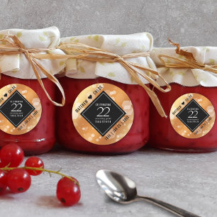 Sticker Rond Élégant 22e anniversaire de Mariage de cuivre