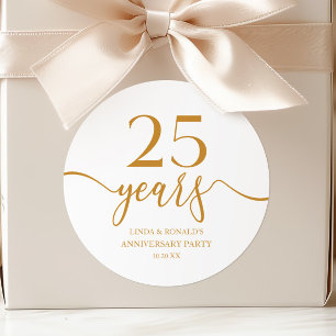 Sticker Rond Élégant 25e anniversaire de Mariage Champagne