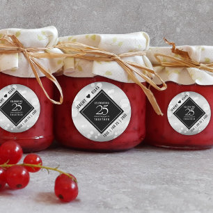 Sticker Rond Élégant 25e anniversaire de Mariage d'argent