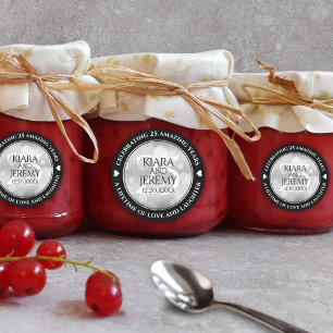 Sticker Rond Élégant 25e anniversaire de Mariage d'argent