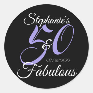 Sticker Rond Elégant 50 et fabuleux anniversaire personnalisé