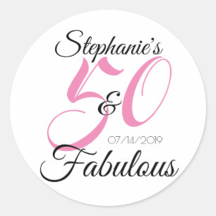 Sticker Rond Elégant 50 et Fabuleux Anniversaire Personnalisé