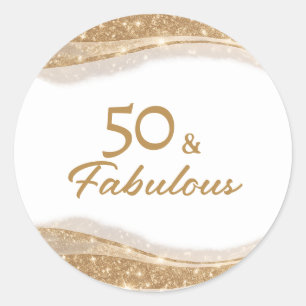 Sticker Rond Elégant 50 & Incroyable Anniversaire en Or