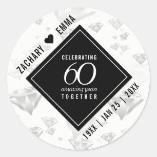 Sticker Rond Élégant 60e anniversaire de Mariage de diamant