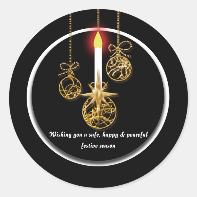 Sticker Rond Élégant accueil de Noël (Devant)