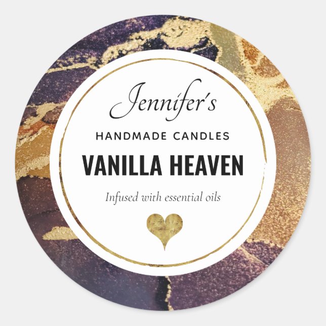 Sticker Rond Élégant Agate Abstrait Alcool Encre d'affaires (Devant)