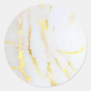 Sticker Rond Élégant Ajouter votre texte Modèle blanc marbre do