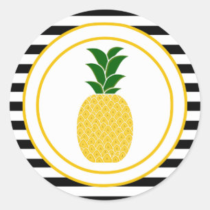 Sticker Rond Élégant ananas jaune