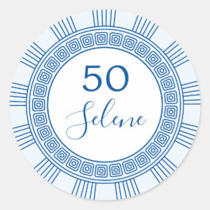 Sticker Rond Elégant anniversaire grec ou romain avec des coule