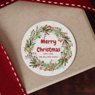 Sticker Rond Elégant aquarelle couronne Noël