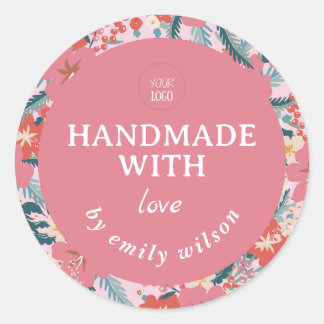 Sticker Rond Elégant Aquarelle Florale Emballage artisanal