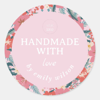 Sticker Rond Elégant Aquarelle Florale Emballage artisanal