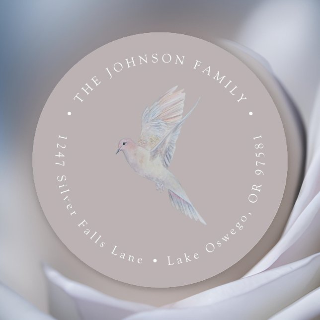 Sticker Rond Elégant aquarelle pleurant Dove Adresse de retour (Créateur téléchargé)