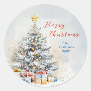 Sticker Rond Élégant arbre de Noël Vintage