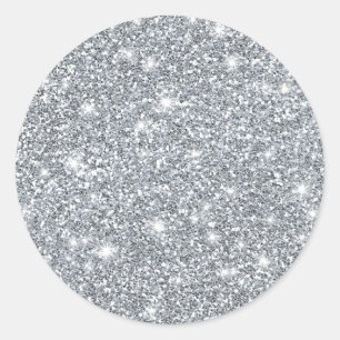 Sticker Rond Elégant Argent Faux Parties scintillant glamour