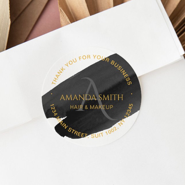 Sticker Rond Élégant Art moderne Noir et Or (Créateur téléchargé)