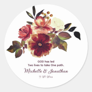 Sticker Rond Élégant automne Floral Inspirational Citation Mari