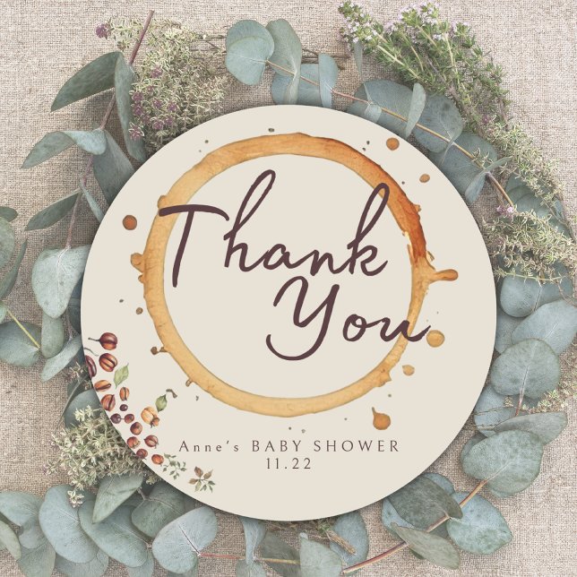 Sticker Rond Elégant Baby shower À Thème Café (Créateur téléchargé)