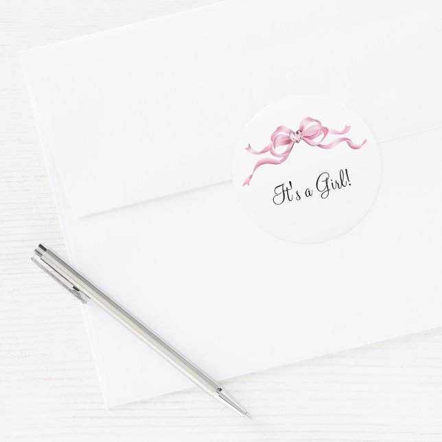 Sticker Rond Élégant Baby shower de cabot rose (Créateur téléchargé)