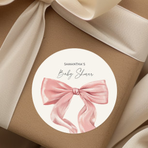 Sticker Rond Élégant Baby shower de cabot rose
