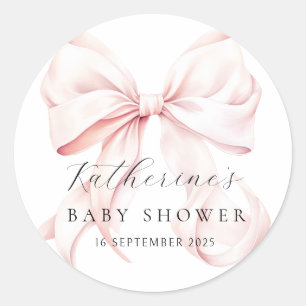 Sticker Rond Élégant Baby shower de cabot rose