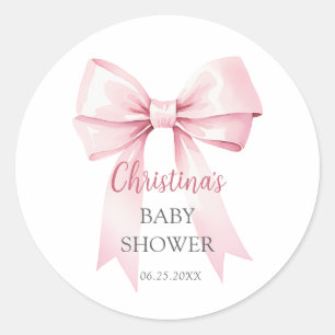 Sticker Rond Élégant Baby shower de fille de la cou rose